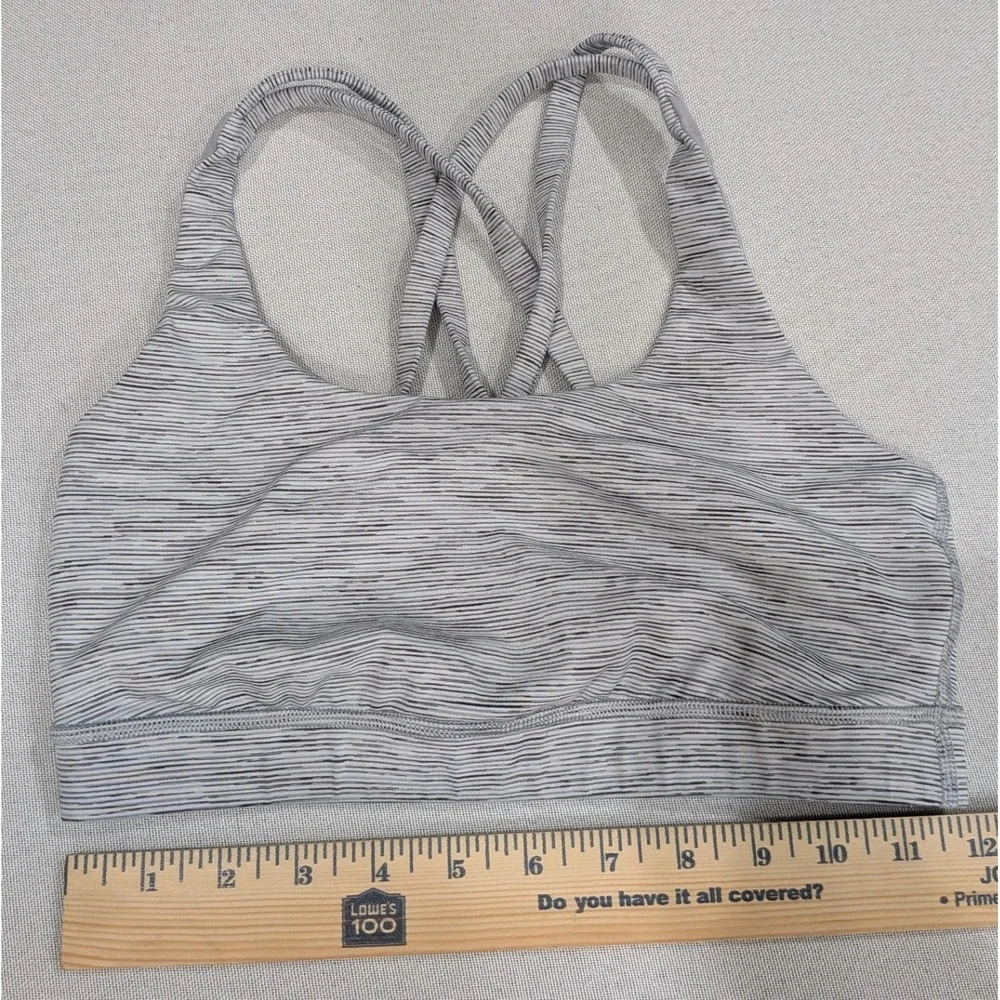 Lululemon Energy Bra Women Size 6 Grey White Space Dye Excellent Strappy Back